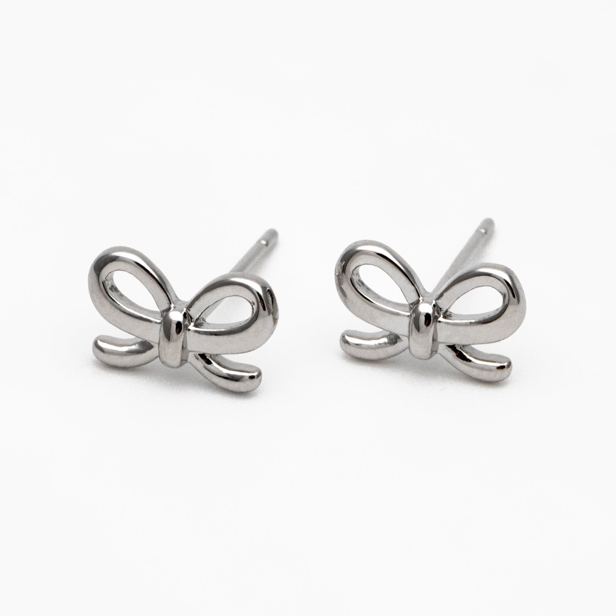 10pcs Gold/ Rhodium plated Brass Bowknot Ear Posts, Bow Knot Stud Earrings (GB-139-C)